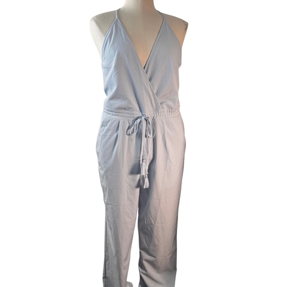 BiBi Pants - New BIBI light blue halter wrap style jumpsuit M
